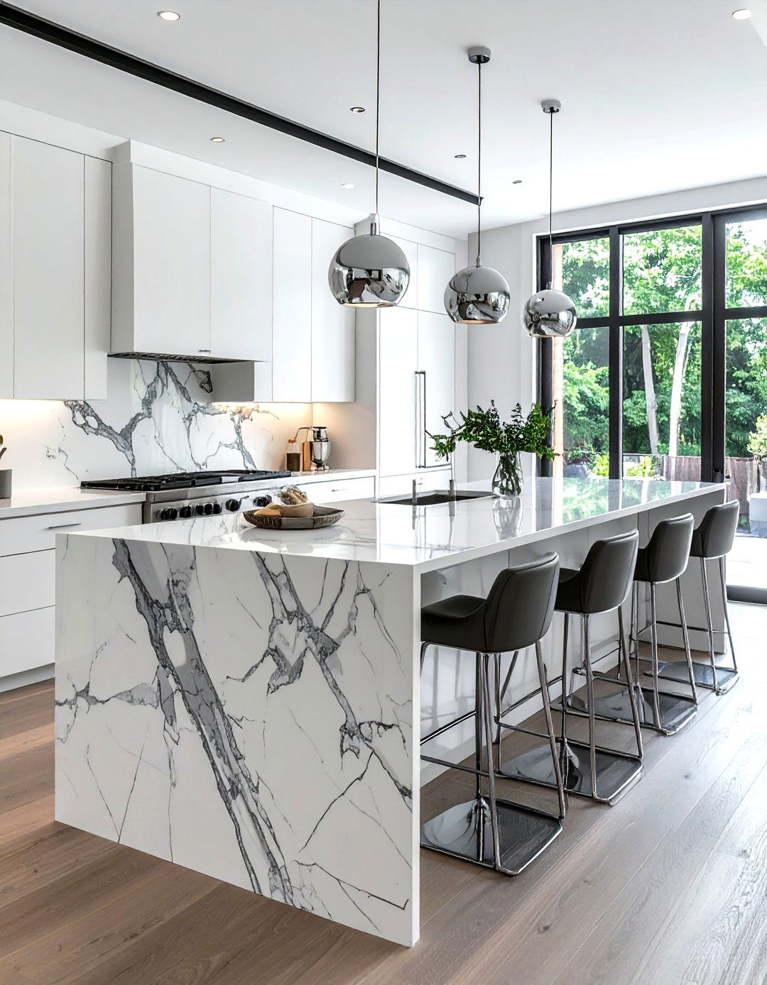 Marble Waterfall Island - 30 luxury kitchen ideas