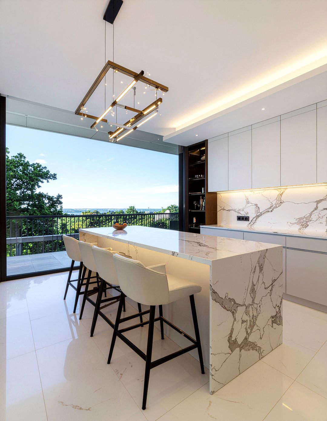 Marble Waterfall Island - 30 signature kitchen ideas