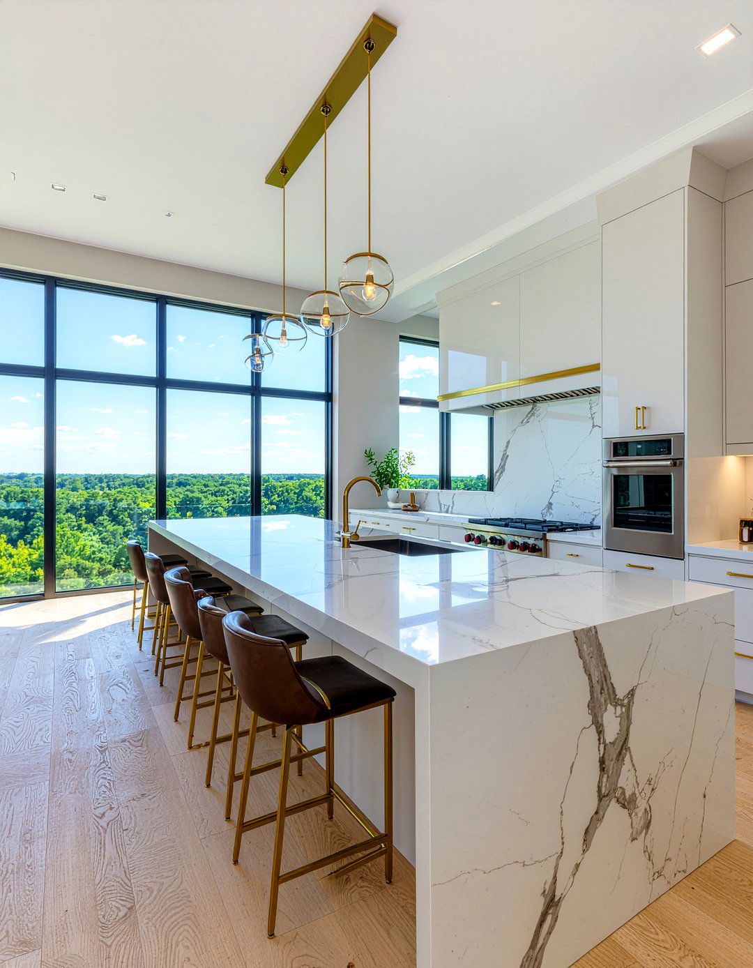 Marble Waterfall Island - 30 chef's kitchen ideas