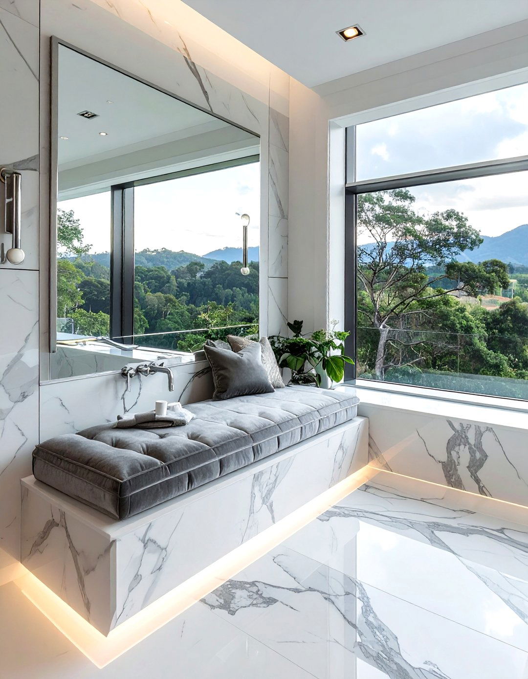 Marble Window Seat - 30 bathroom window seat ideas