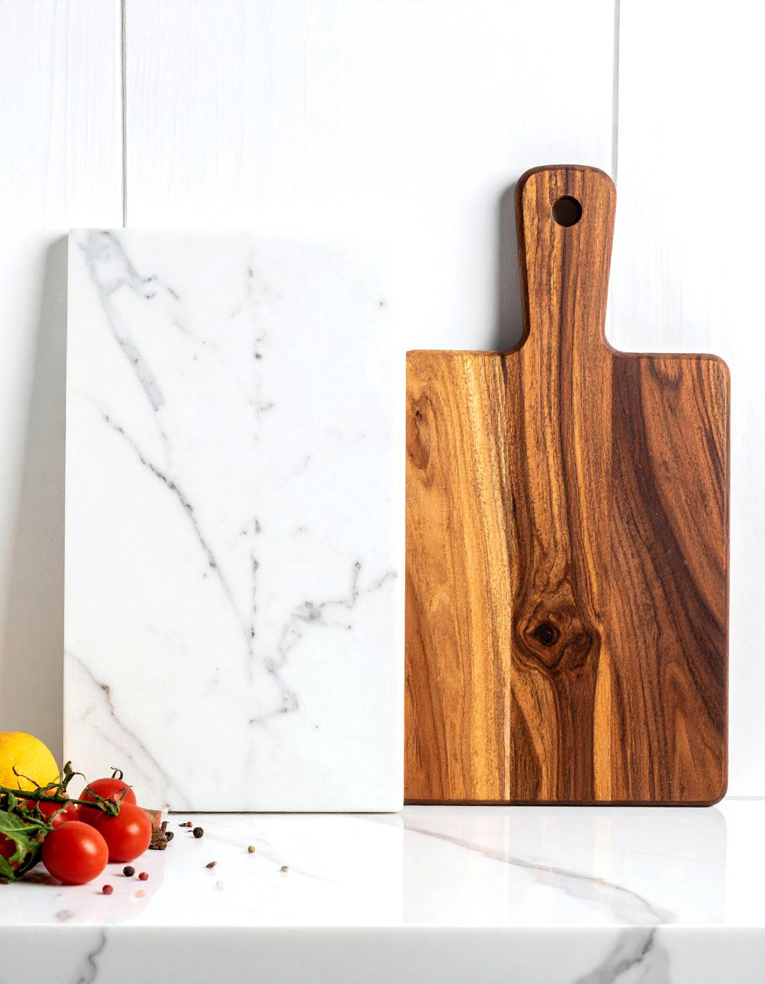 Marble and Wood Cutting Board Mix - 30 kitchen cutting board display ideas