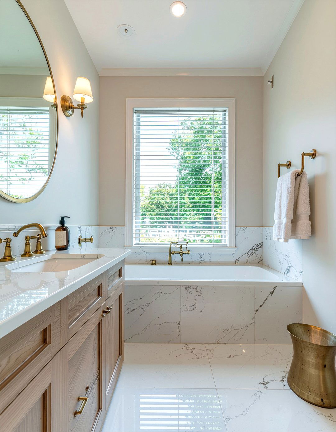 Marble and brass bathroom - 30 marble countertop bathroom ideas