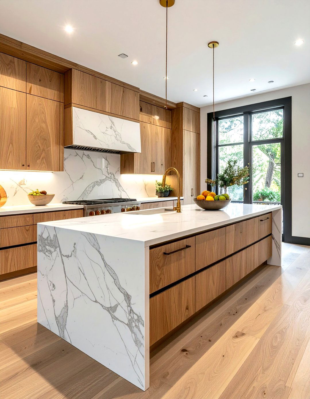 Marble and wood kitchen - 30 decor texture mixing ideas