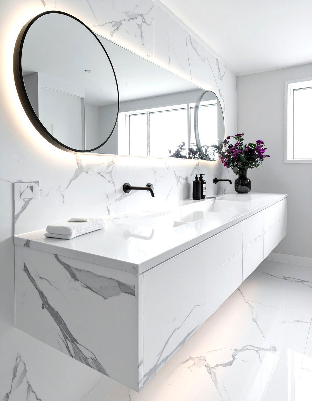 Marble backsplash - 30 bathroom remodel ideas