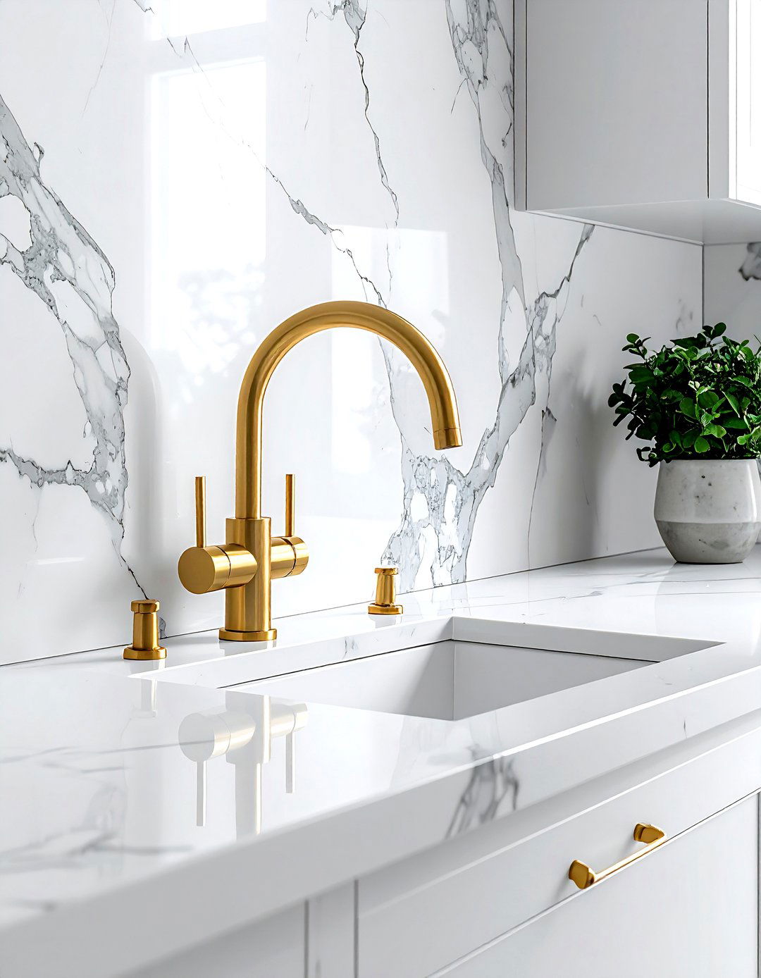 Marble backsplash wall mount faucet - 30 wall-mount kitchen faucet ideas