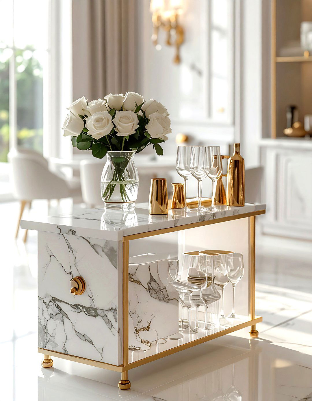 Marble bar cart - 30 bar cart styling ideas