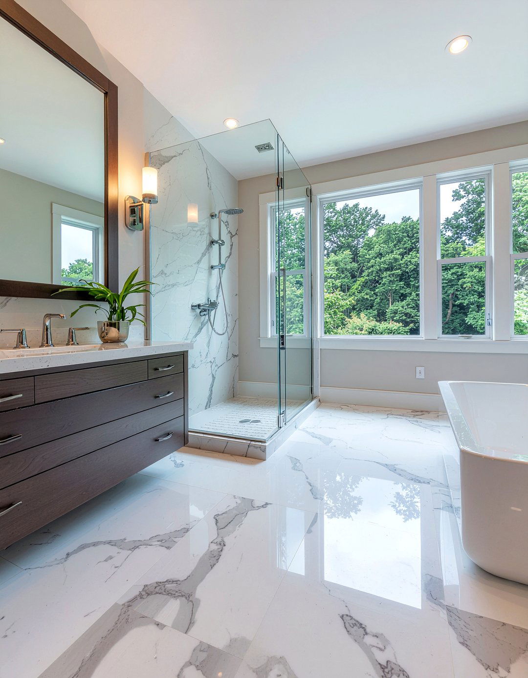 Marble bathroom floor - 30 bathroom floor ideas