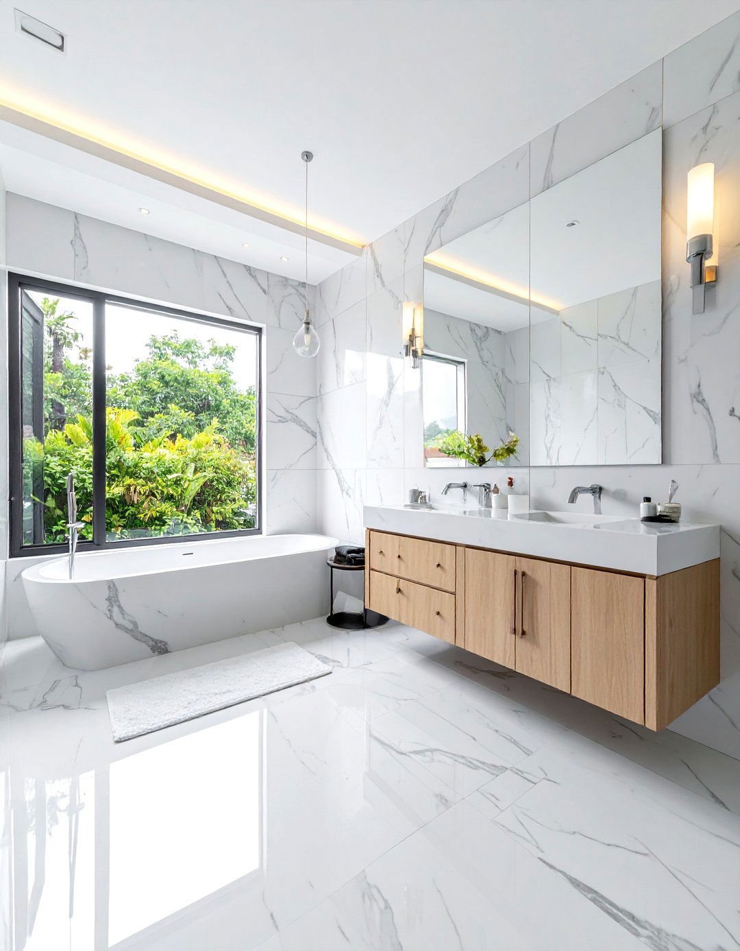 Marble bathroom tile - 30 bathroom renovation before and after