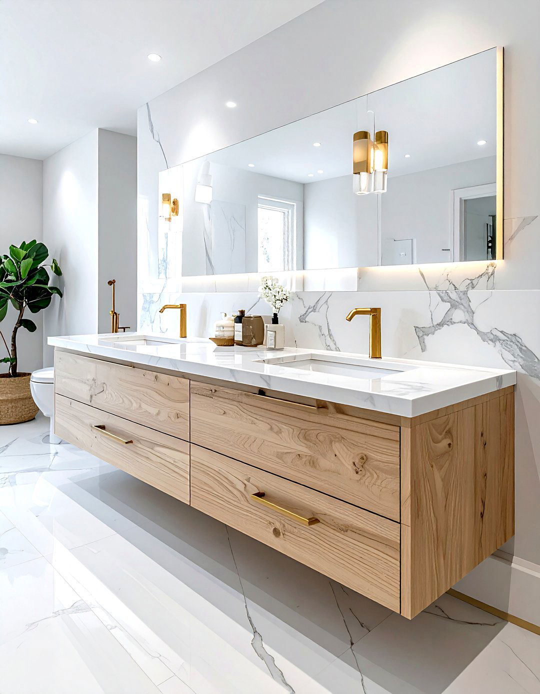 Marble bathroom vanity - 30 crisp decor ideas