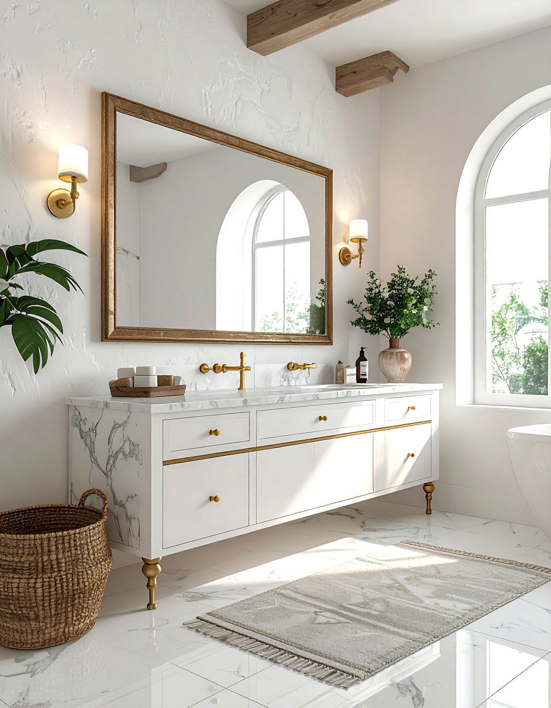 Marble bathroom vanity - 30 Mediterranean home decor ideas