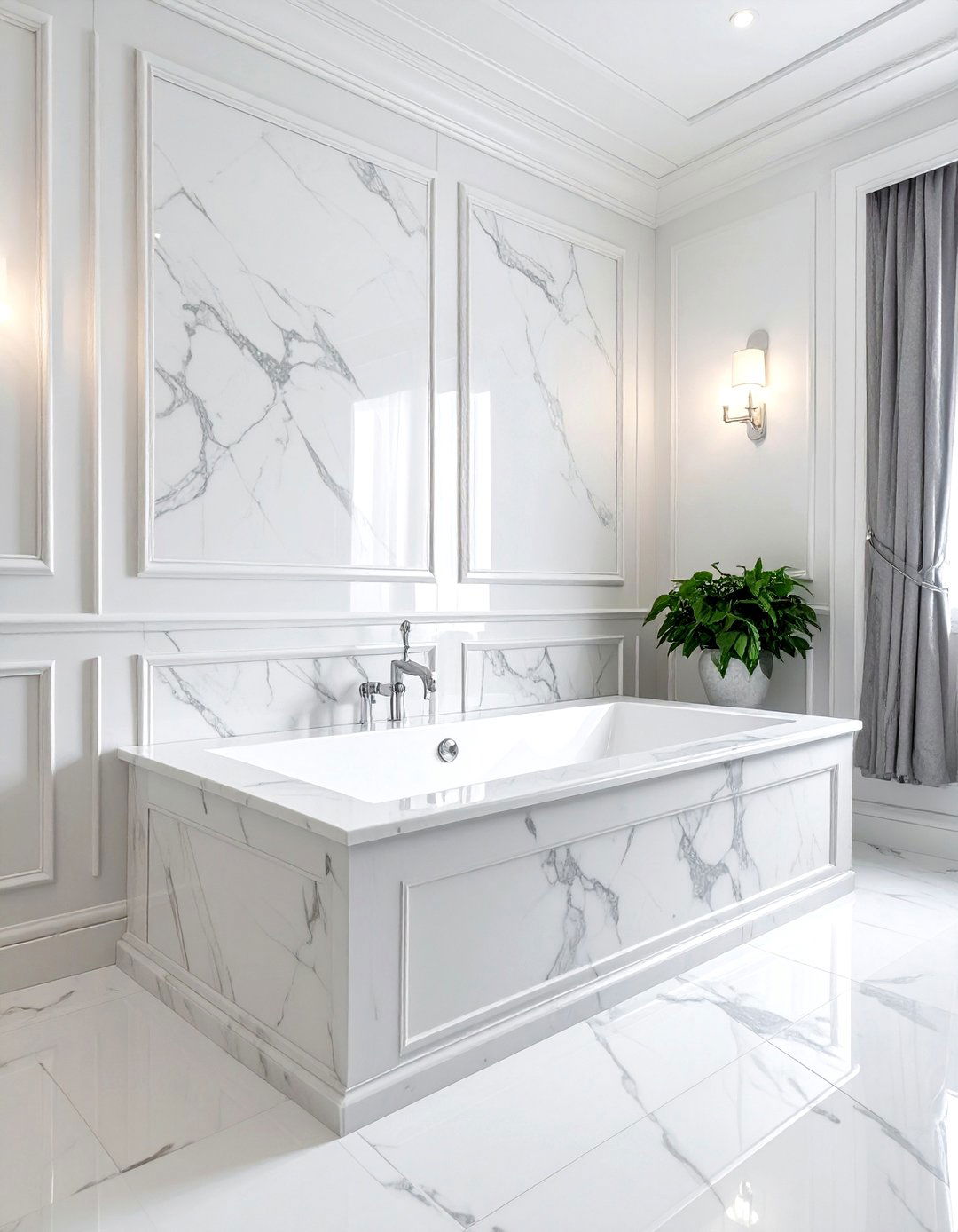 Marble bathtub surround bathroom - 30 Waterworks bathroom ideas