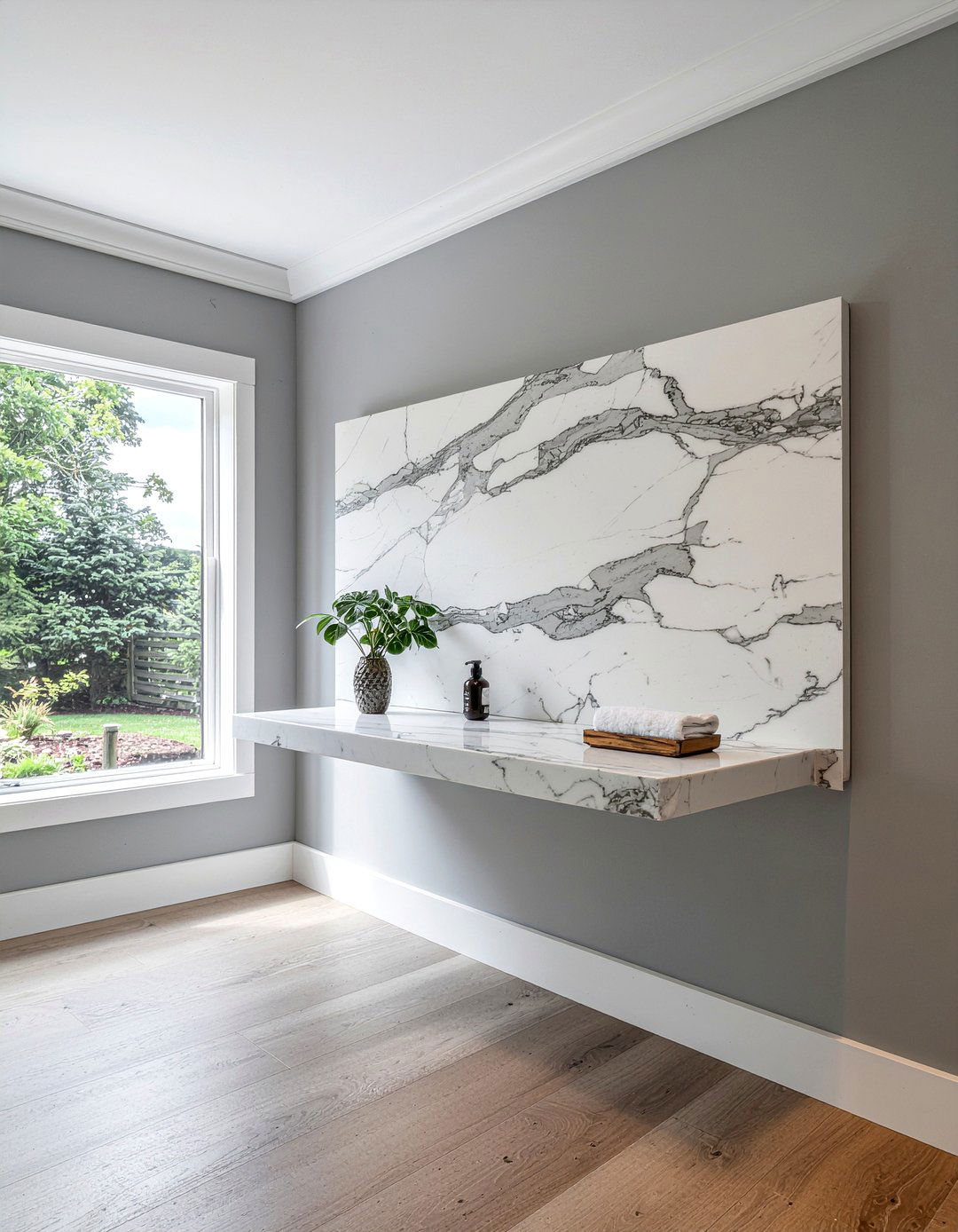 Marble capped pony wall - 30 bathroom half wall ideas