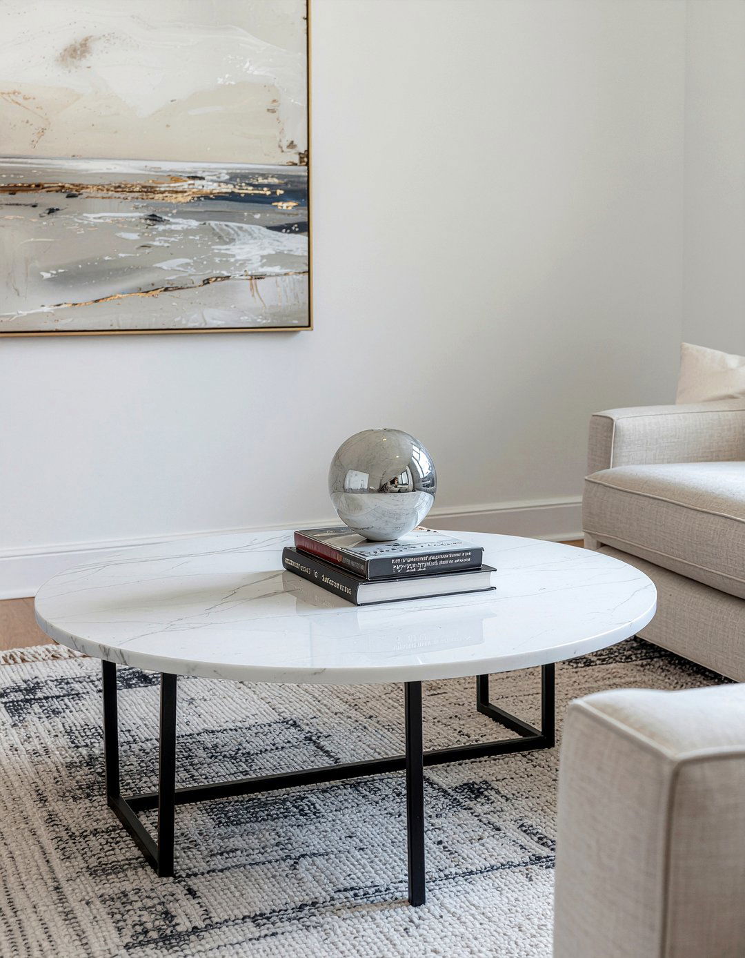 Marble coffee table - 30 hotel living room ideas
