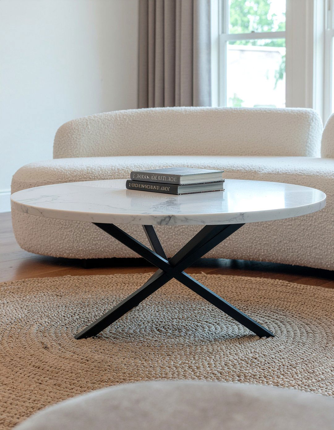 Marble coffee table - 30 mid-century glam living room ideas