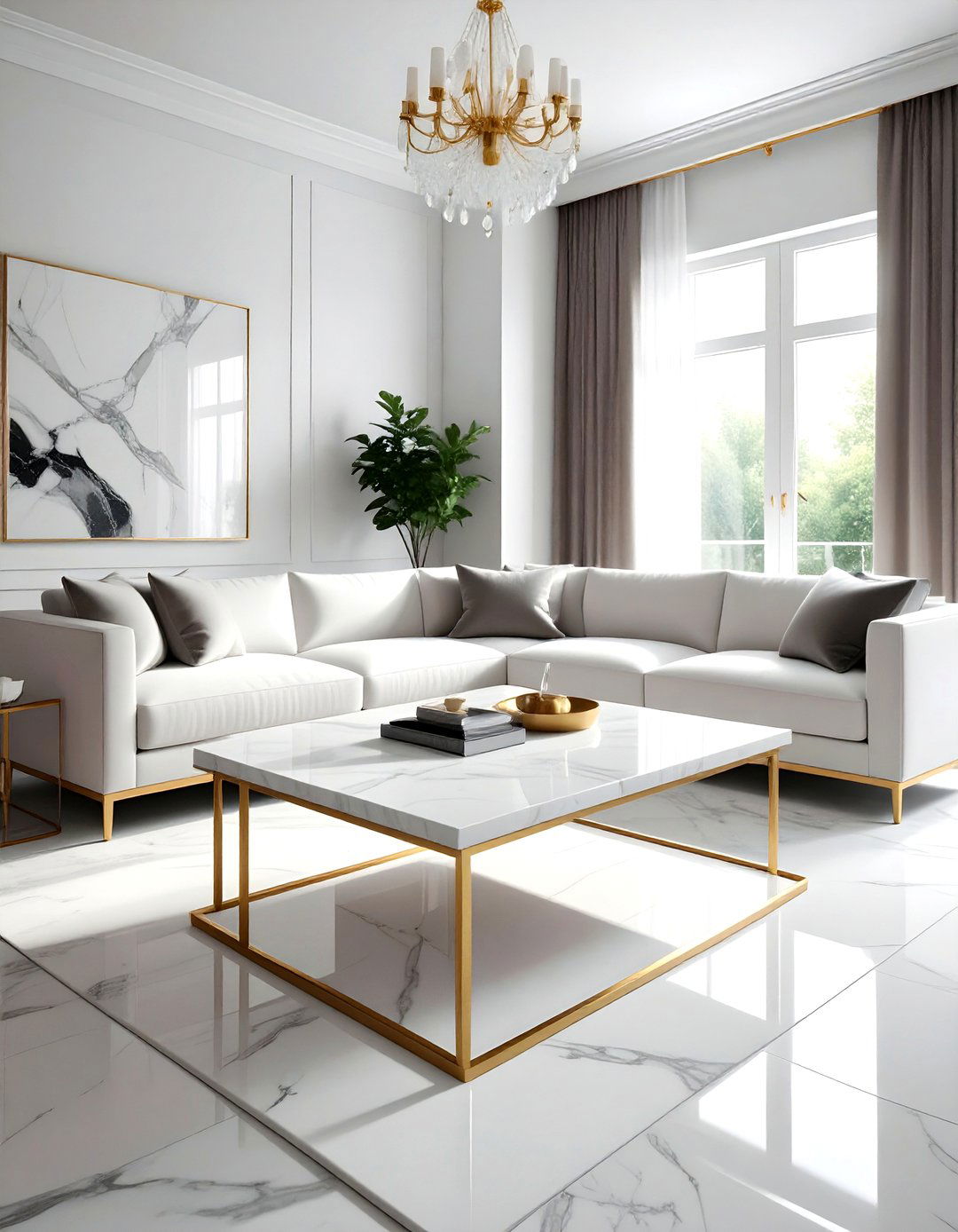 Marble coffee table living room - 30 airy living room ideas