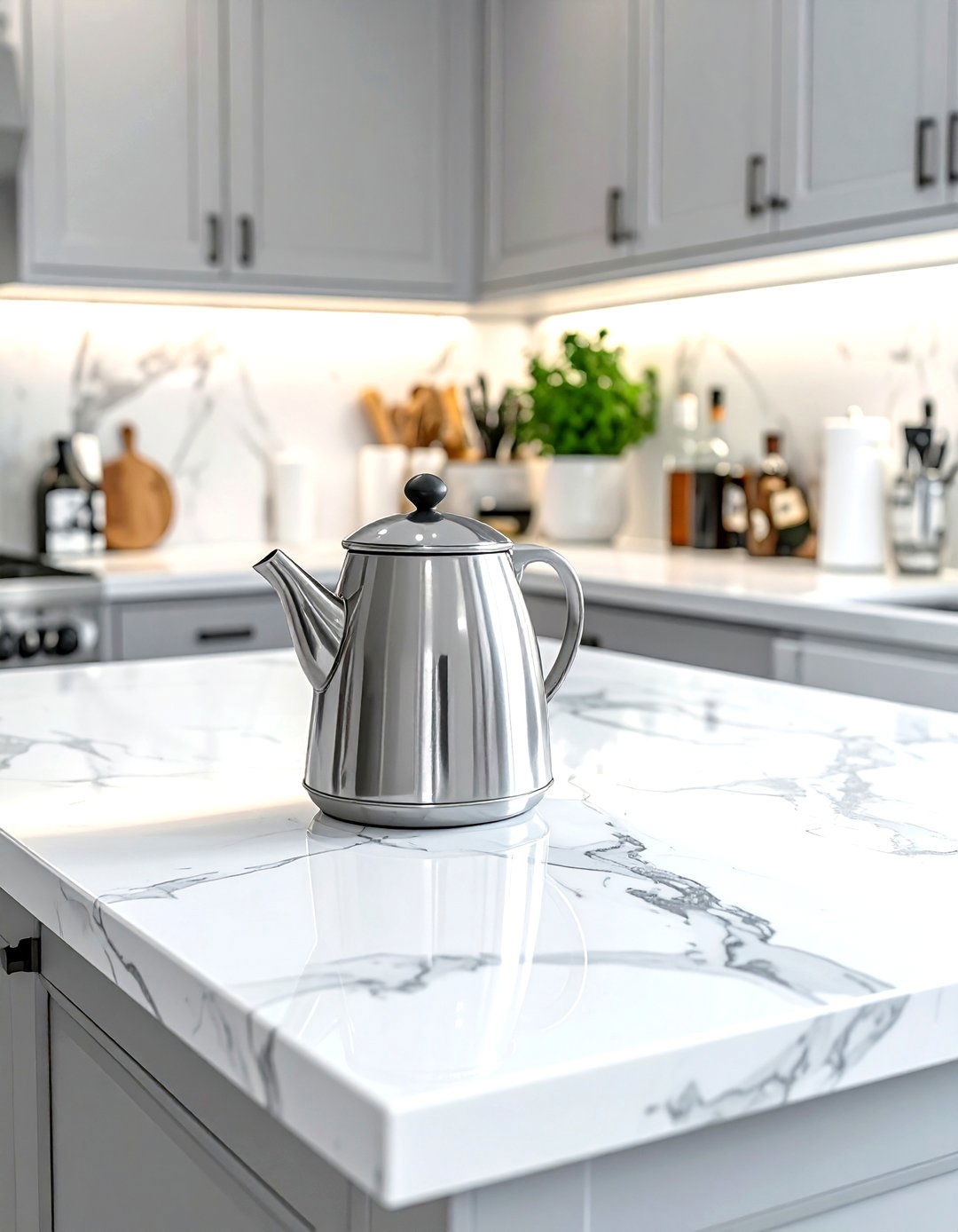 Marble countertop beverage center - 30 kitchen dry bar ideas