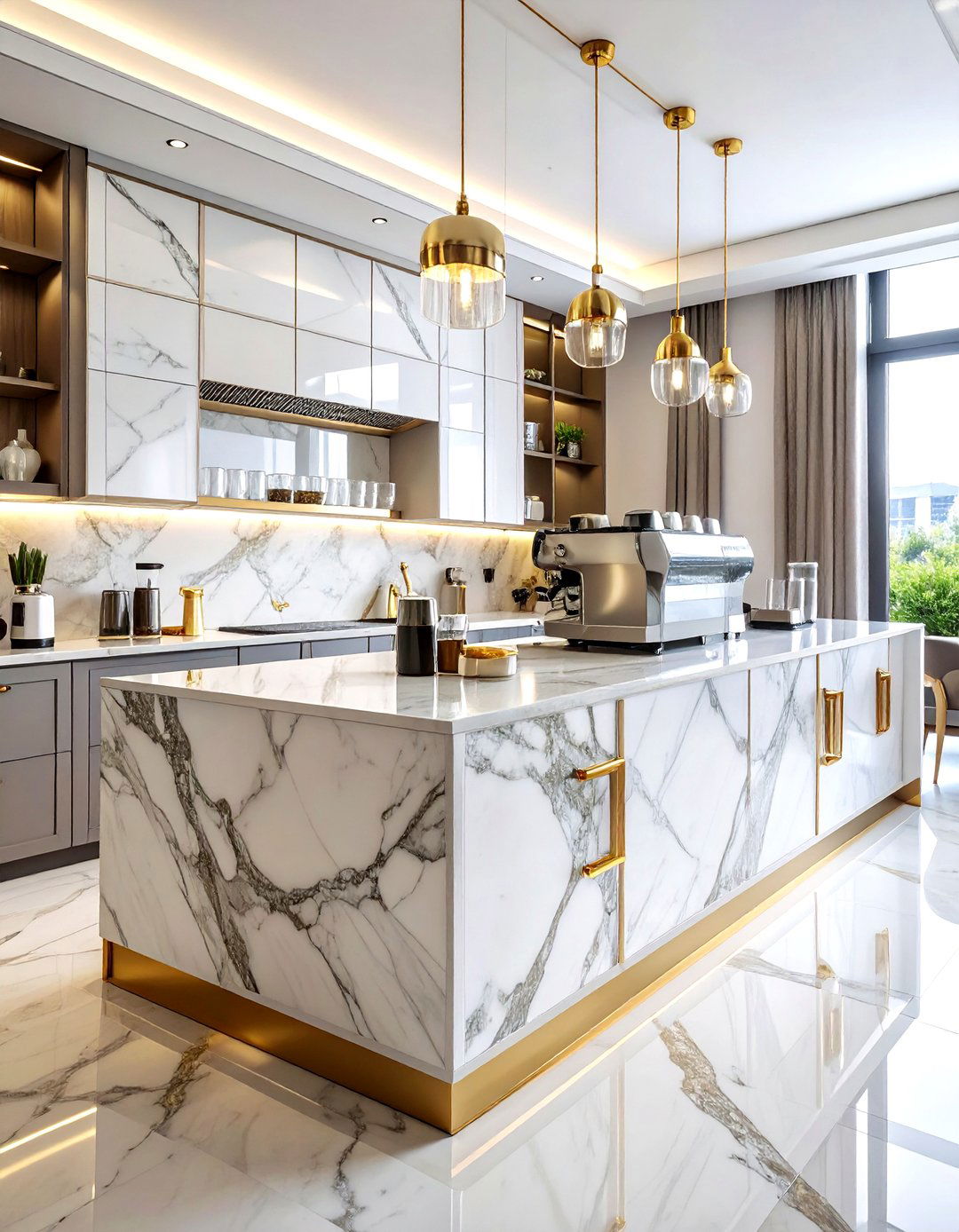Marble countertop coffee bar - 30 coffee station kitchen ideas