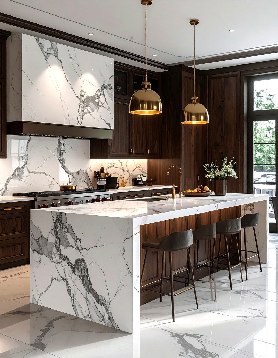 Marble countertop island - 30 French cottage kitchen ideas