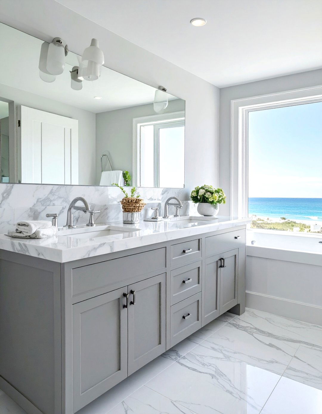 Marble countertops - 30 beach house bathroom ideas