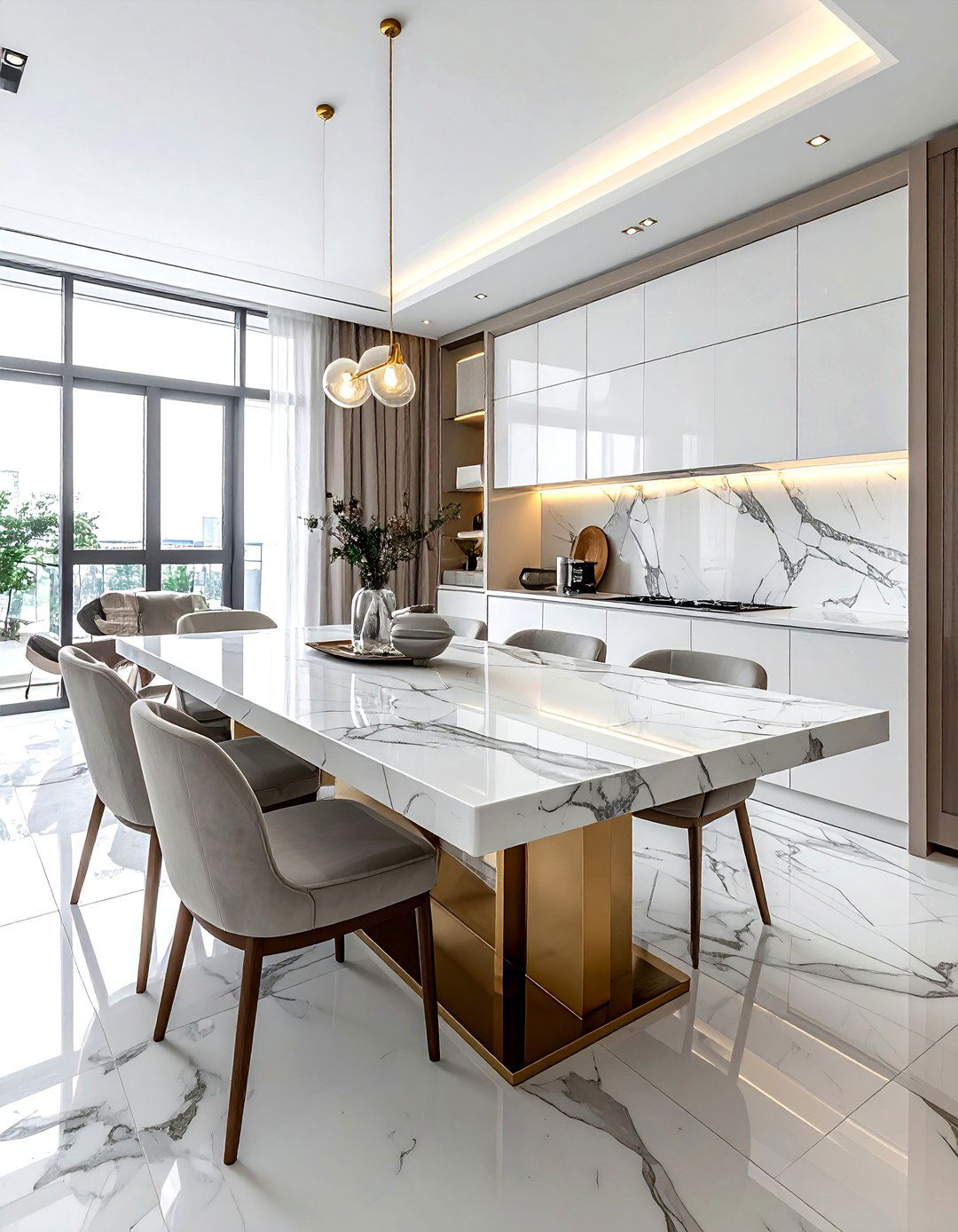 Marble dining table top - 30 dining room design tips