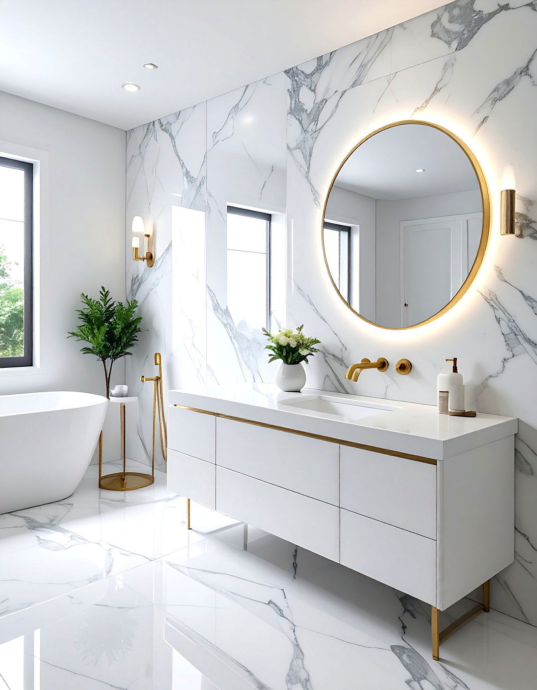 Marble effect bathroom wallpaper - 30 powder room wallpaper ideas