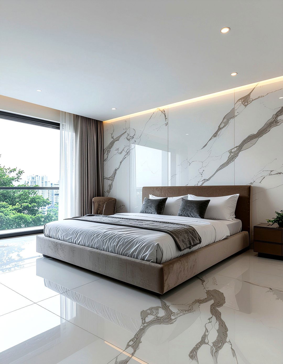 Marble effect bedroom wall - 30 bedroom wall texture ideas