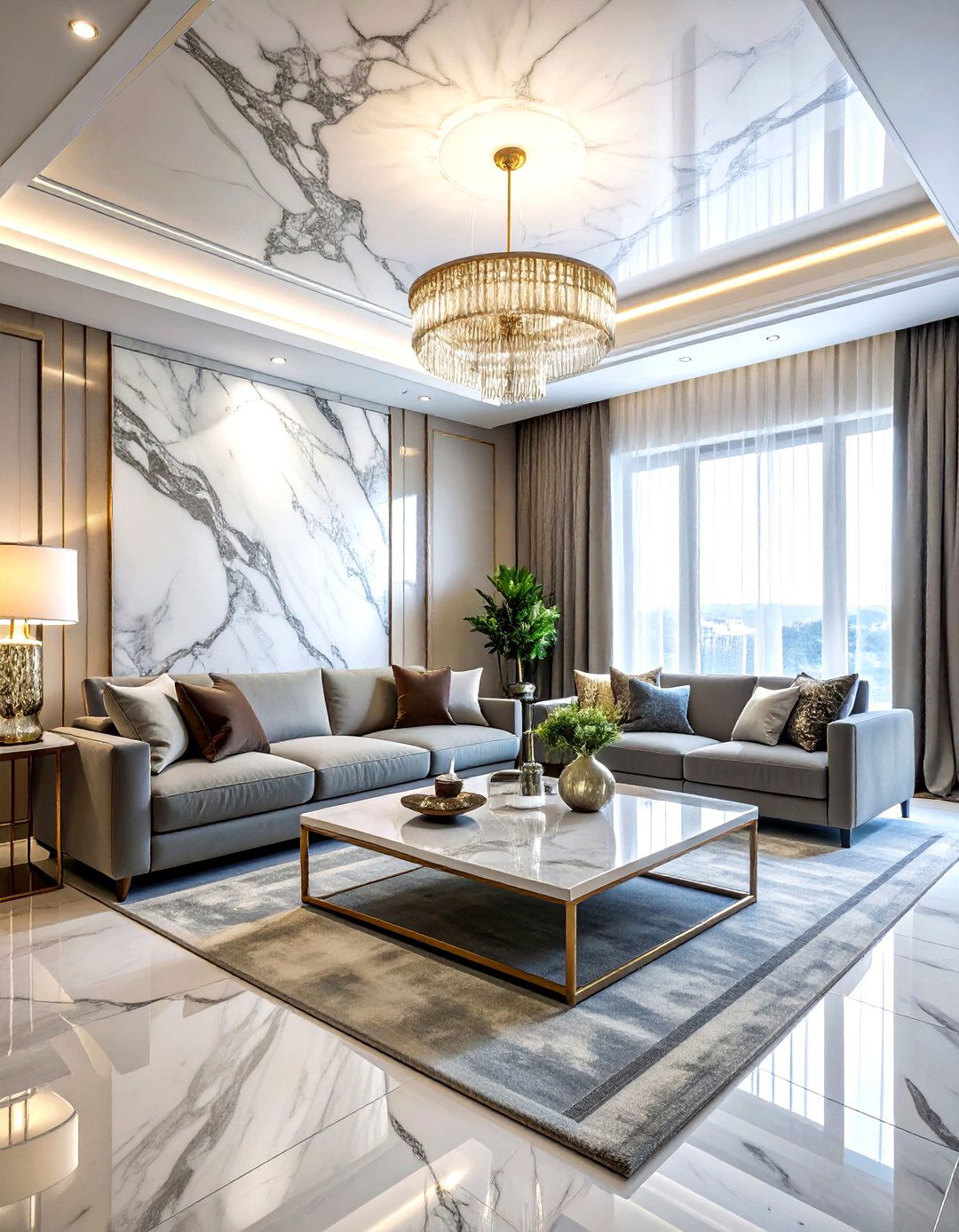 Marble effect ceiling wallpaper - 30 living room ceiling wallpapers