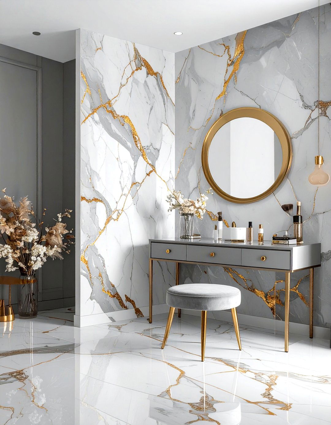 Marble effect wallpaper - 30 removable wallpaper ideas