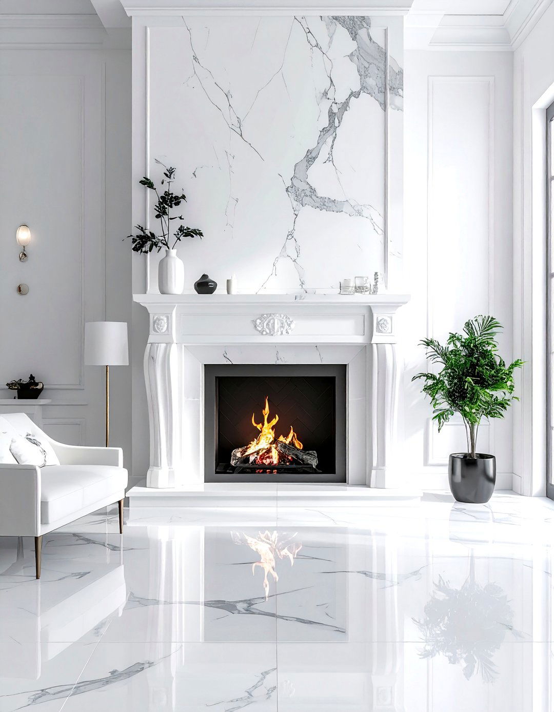 Marble fireplace - 30 glam home decor ideas
