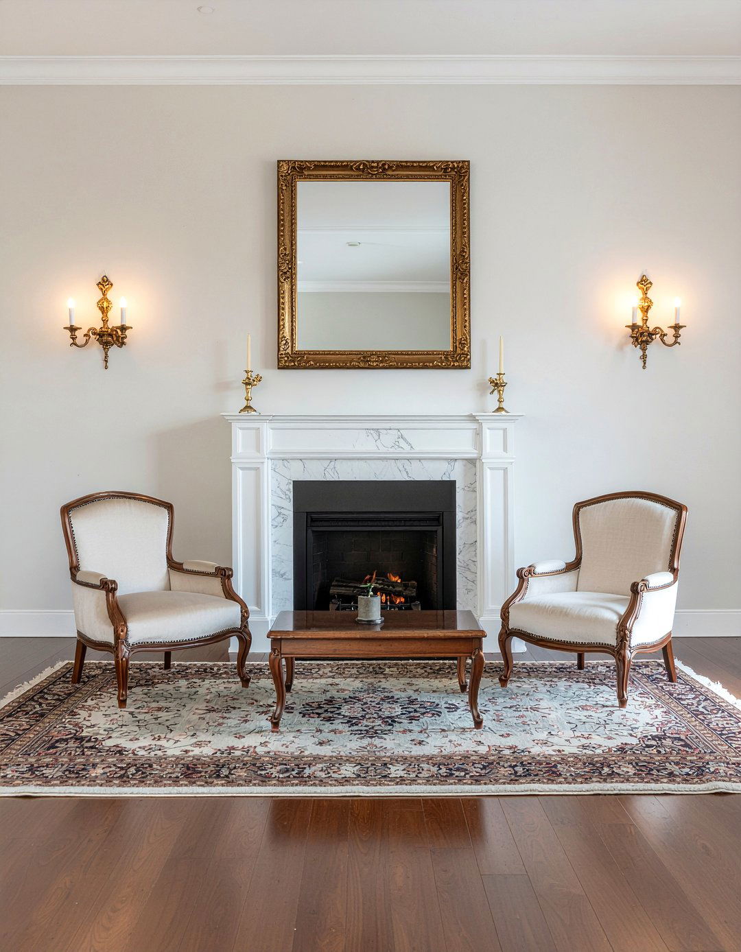 Marble fireplace surround - 30 living room classic furniture ideas