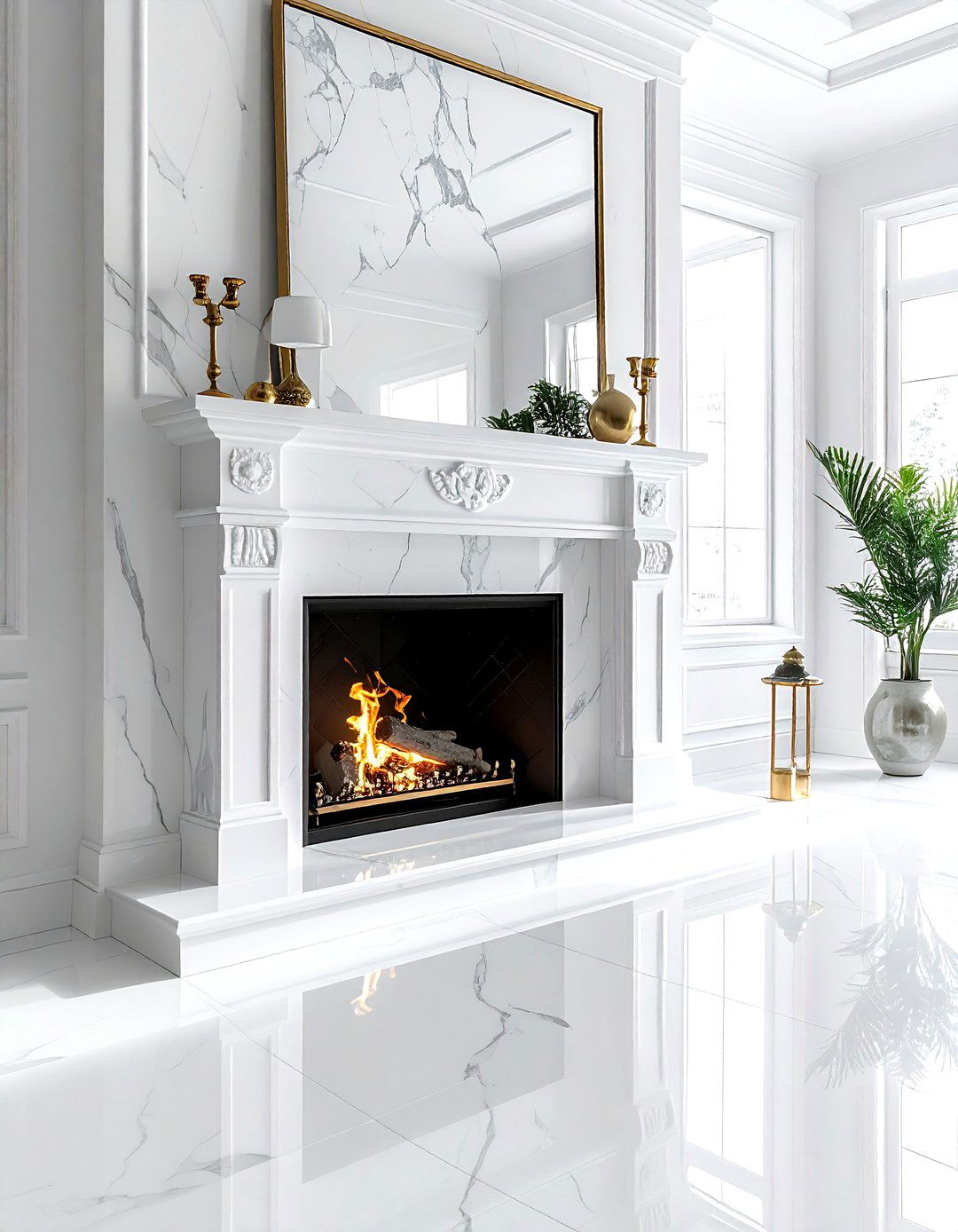 Marble fireplace - 30 chic decor ideas
