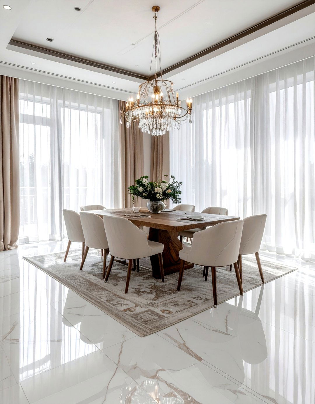 Marble floor dining room - 30 palatial dining room ideas