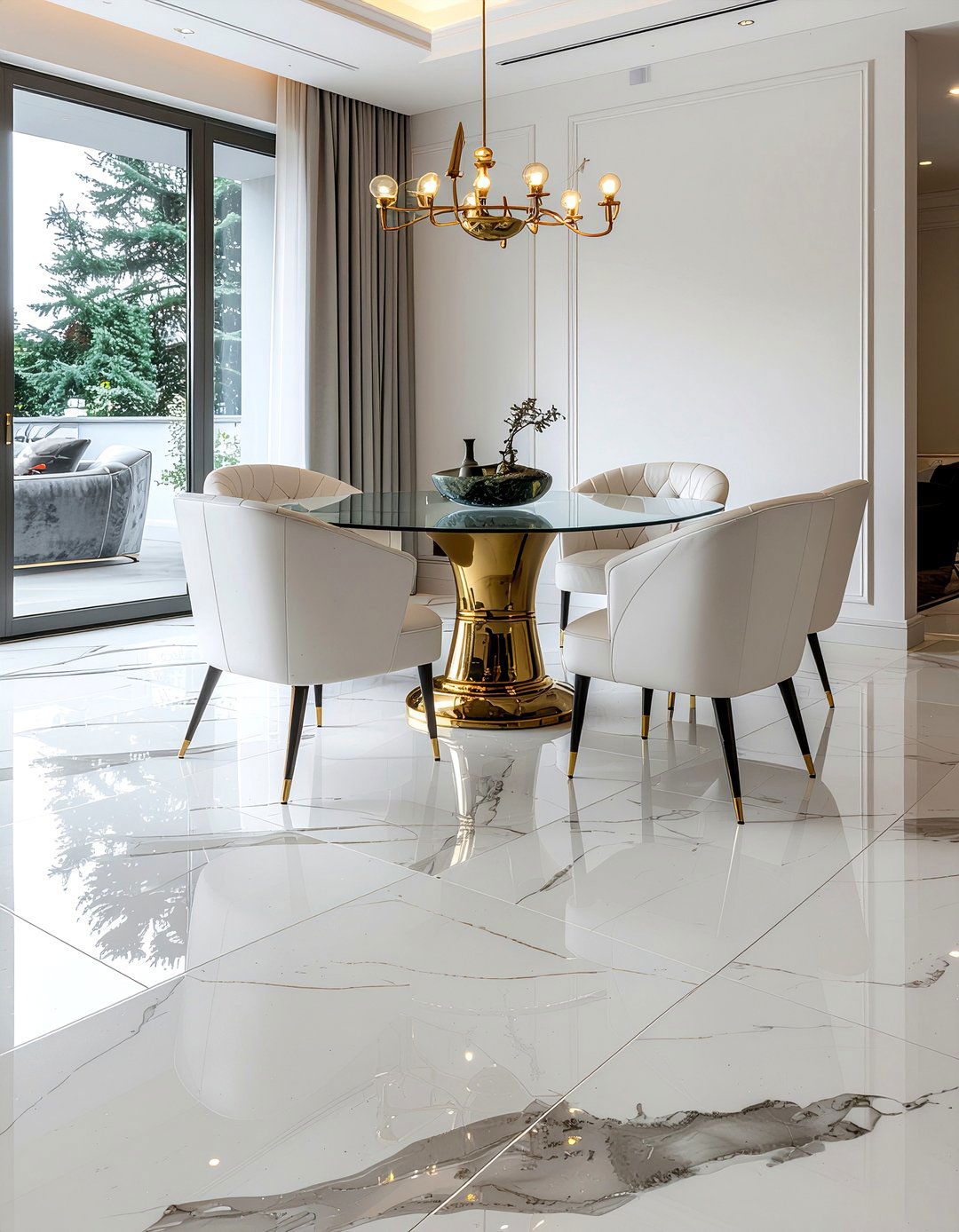 Marble floor tile - 30 dining room tile floor ideas