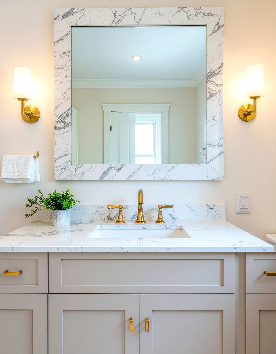 Marble frame bathroom mirror - 30 framed bathroom mirror ideas