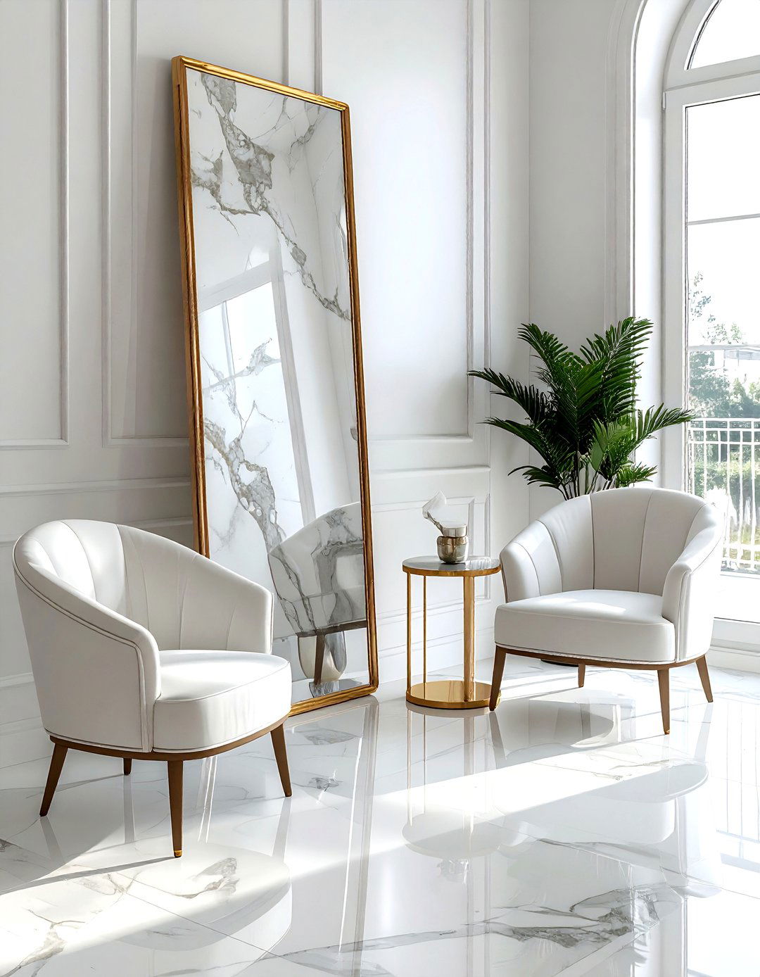 Marble frame floor mirror - 30 leaning mirror ideas