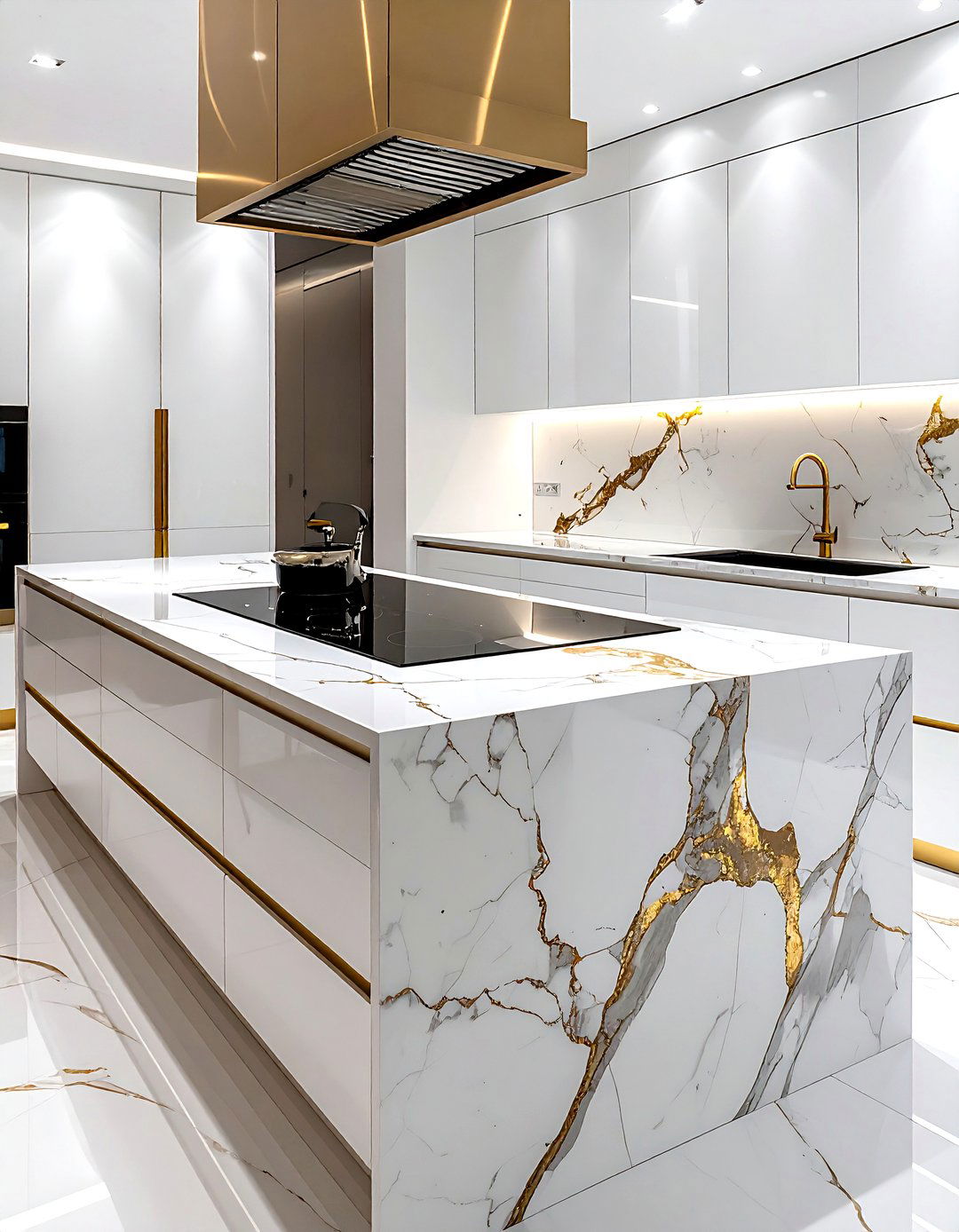 Marble island with downdraft cooktop - 30 downdraft cooktop kitchen ideas