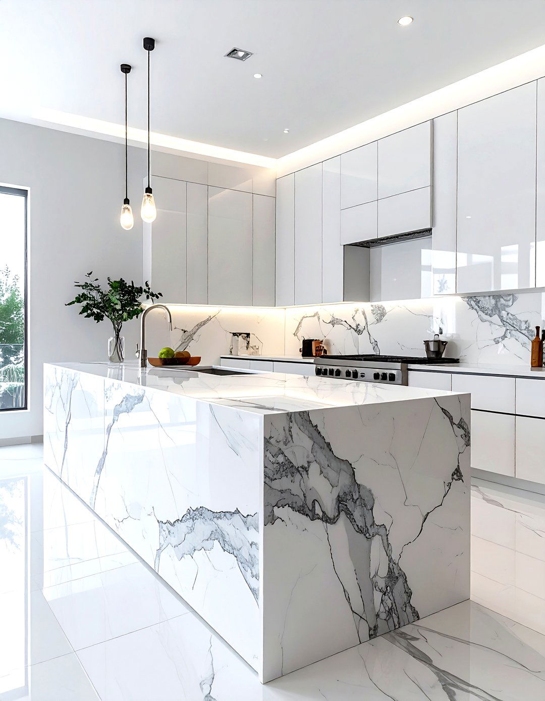Marble kitchen backsplash - 30 minimalist kitchen ideas