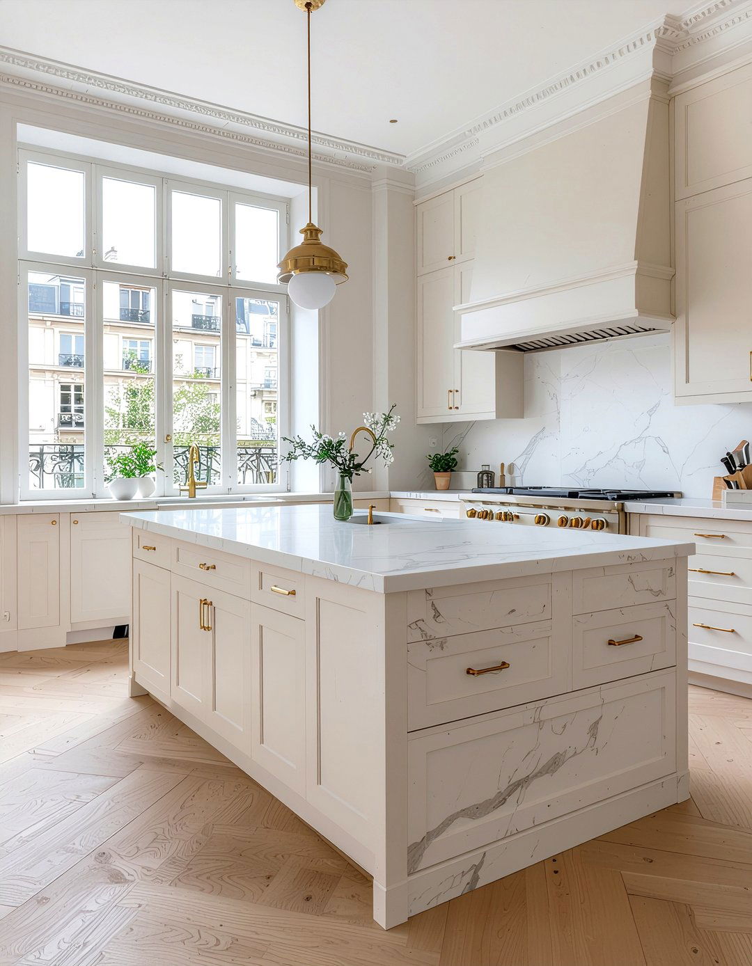 Marble kitchen countertops - 30 Parisian kitchen ideas