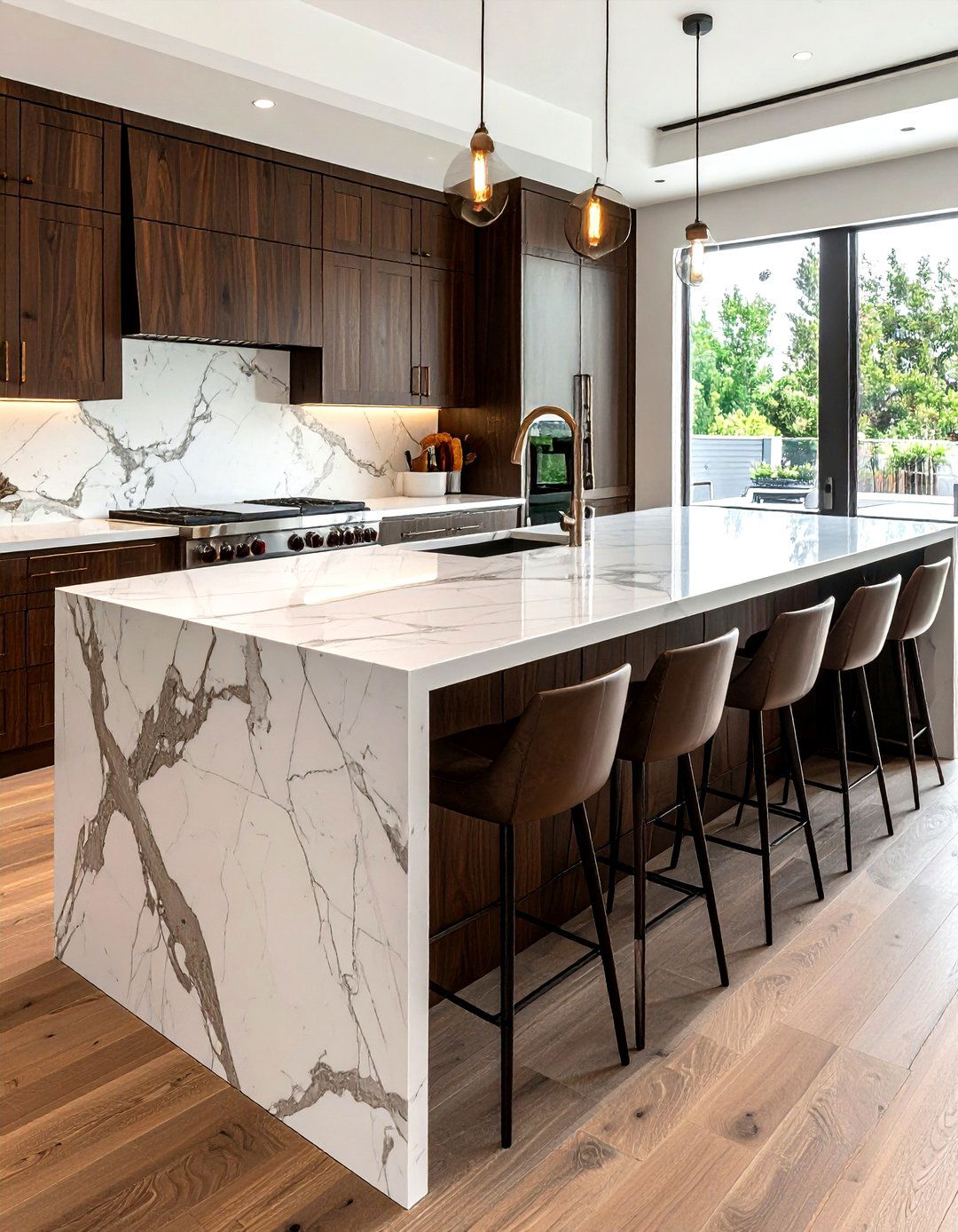 Marble kitchen island - 30 long-lasting kitchen ideas