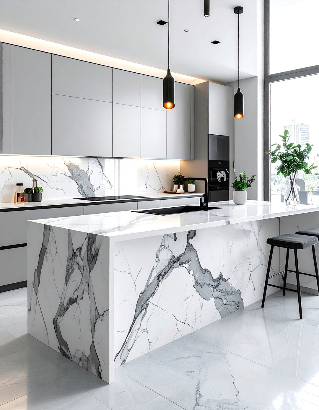 Marble kitchen island - 30 new home kitchen ideas