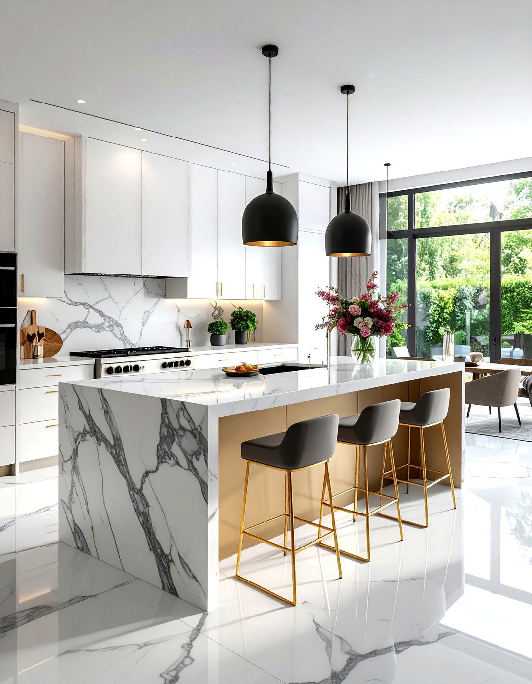 Marble kitchen island - 30 stone decor ideas