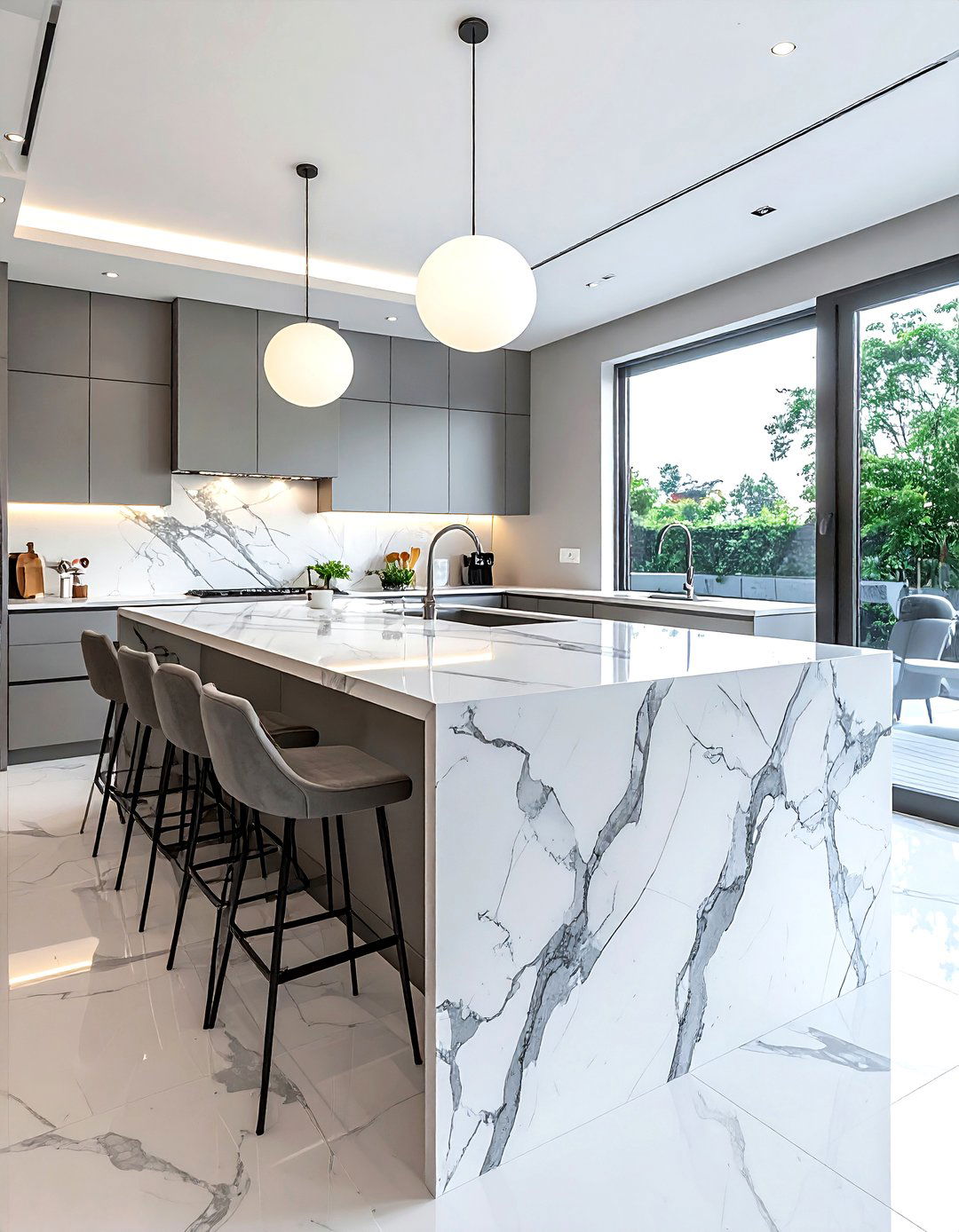 Marble kitchen island - 30 stunning kitchen ideas