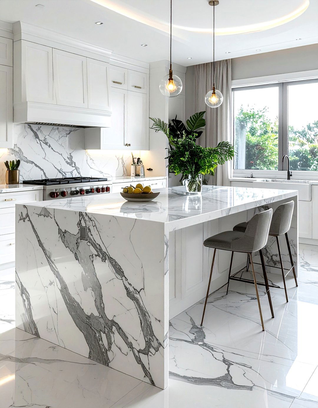 Marble kitchen island - 30 entertaining kitchen ideas