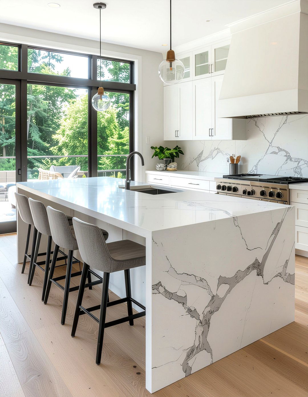Marble kitchen island - 30 favorite decor ideas