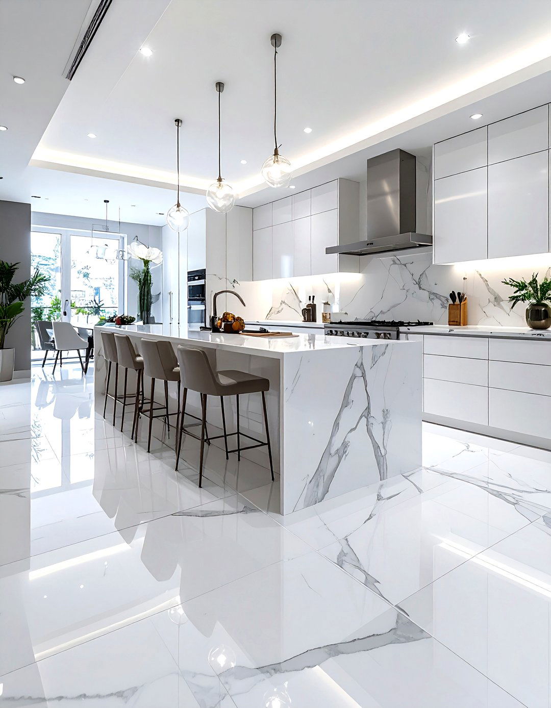 Marble look ceramic tile kitchen - 30 ceramic tile floor kitchen ideas