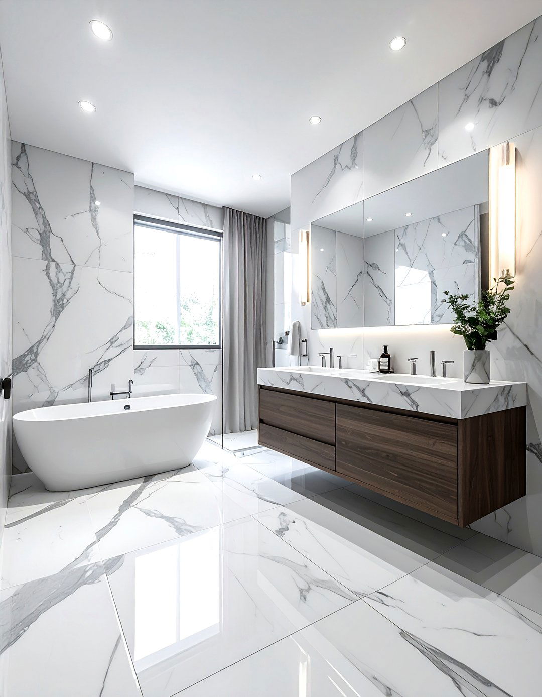 Marble look porcelain tile bathroom - 30 porcelain tile bathroom ideas