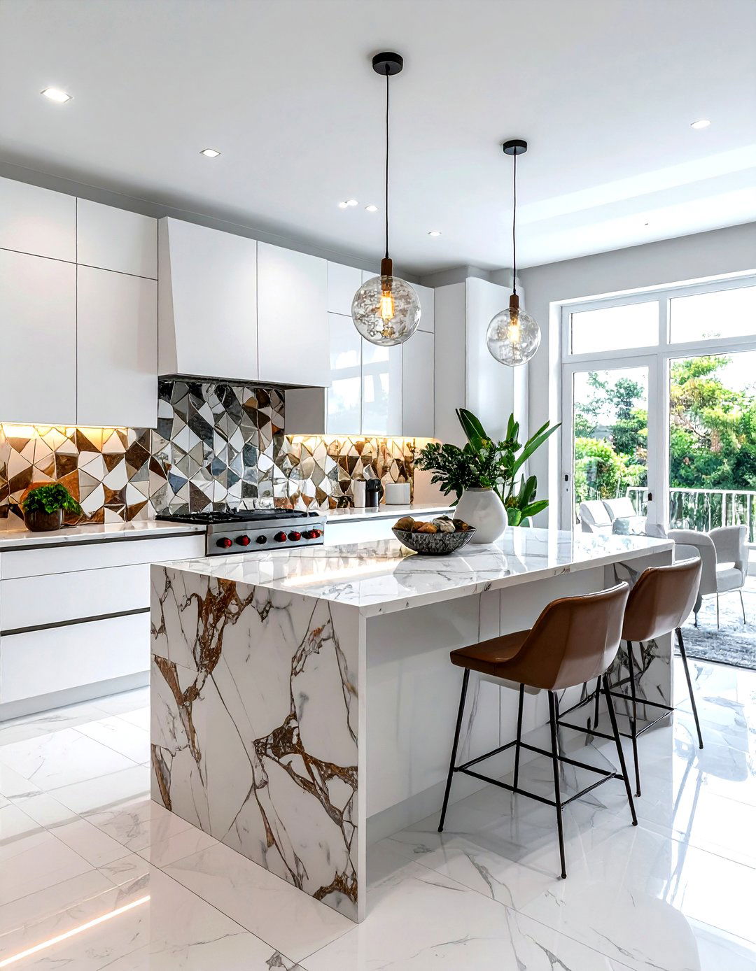 Marble mosaic tile kitchen backsplash - 30 marble backsplash kitchen ideas