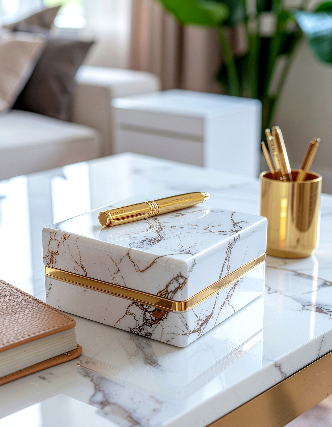Marble pattern box - 30 living room storage box ideas