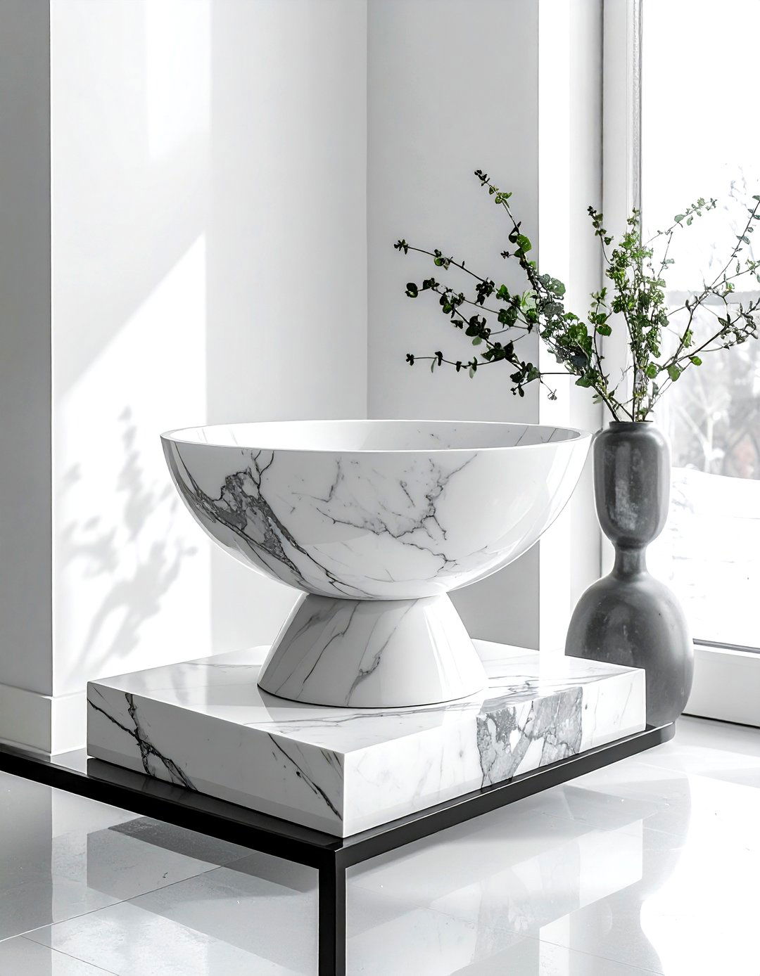Marble pedestal bowl - 30 console bowl ideas