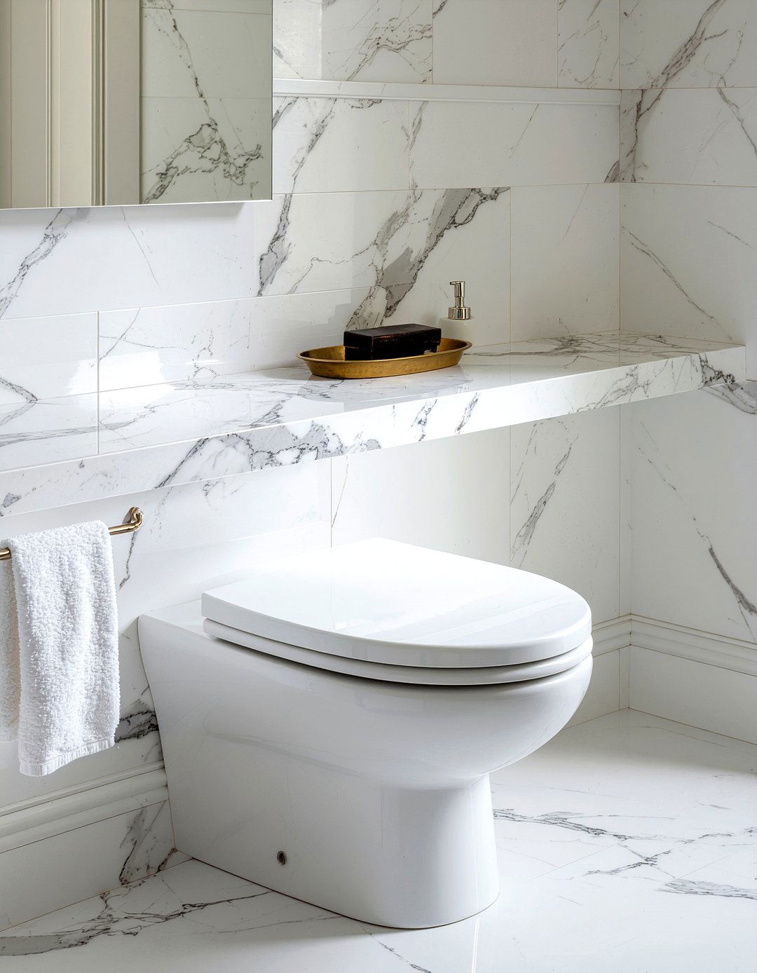 Marble shelf bathroom - 30 over toilet storage ideas
